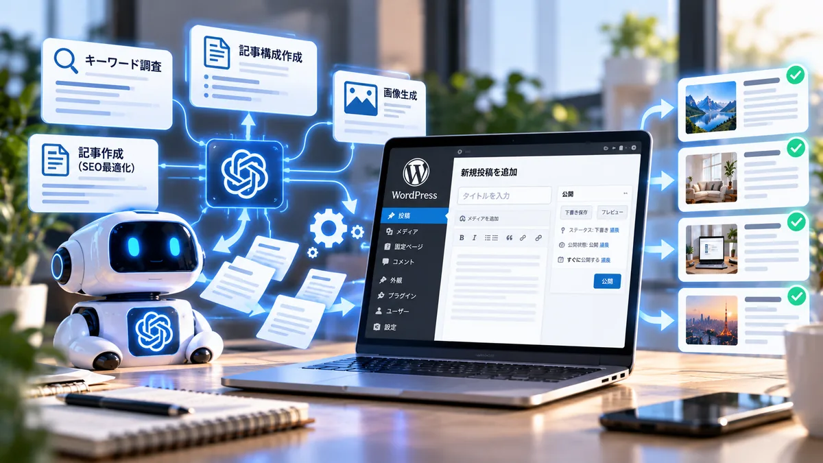 AIライティングツールでブログ記事を作成するイメージ