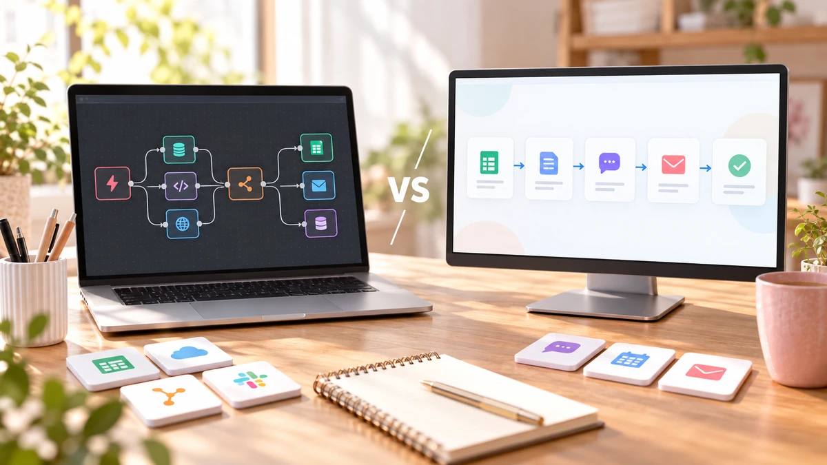 YoomとMakeの業務自動化比較イメージ