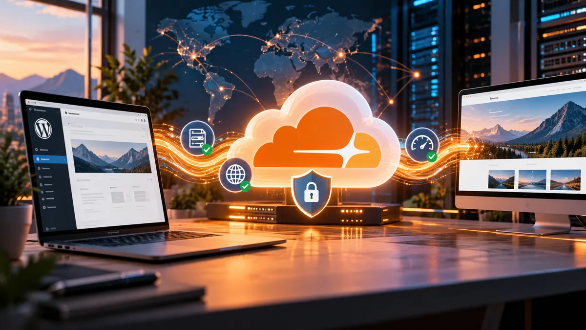 WordPressをCloudflare経由で安全に公開するイメージ